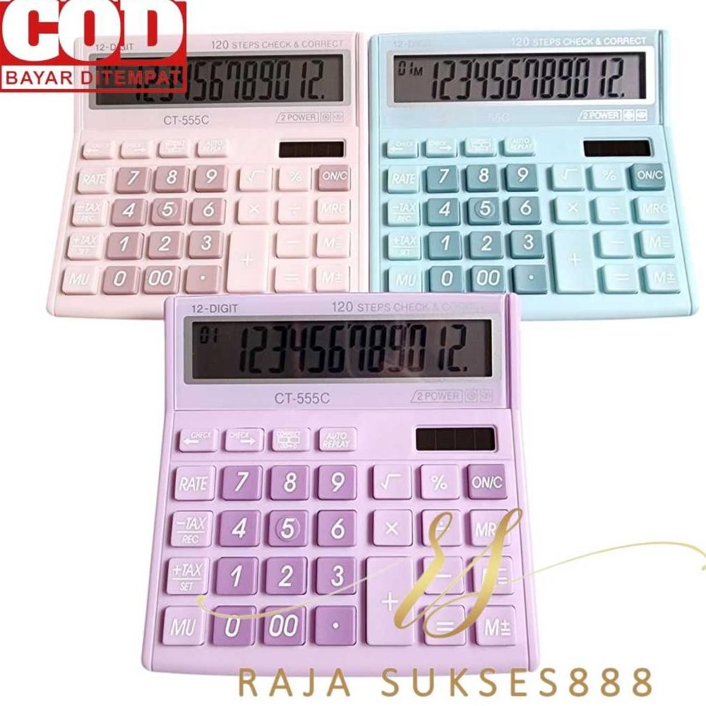 

Calculator CT 555 Warna Pastel Kalkulator 555N 555 N 12 DIGIT CHECK ULANG CHECK CORRECT Nugi