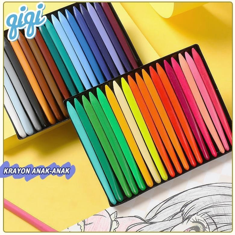 

Crayon Lab Non Toxic Crayon Triangle Crayon Plastik Anti Kotor Tangan 12/24/36 Warna HIGH QUALITY - Qiqi Treasure Nugi