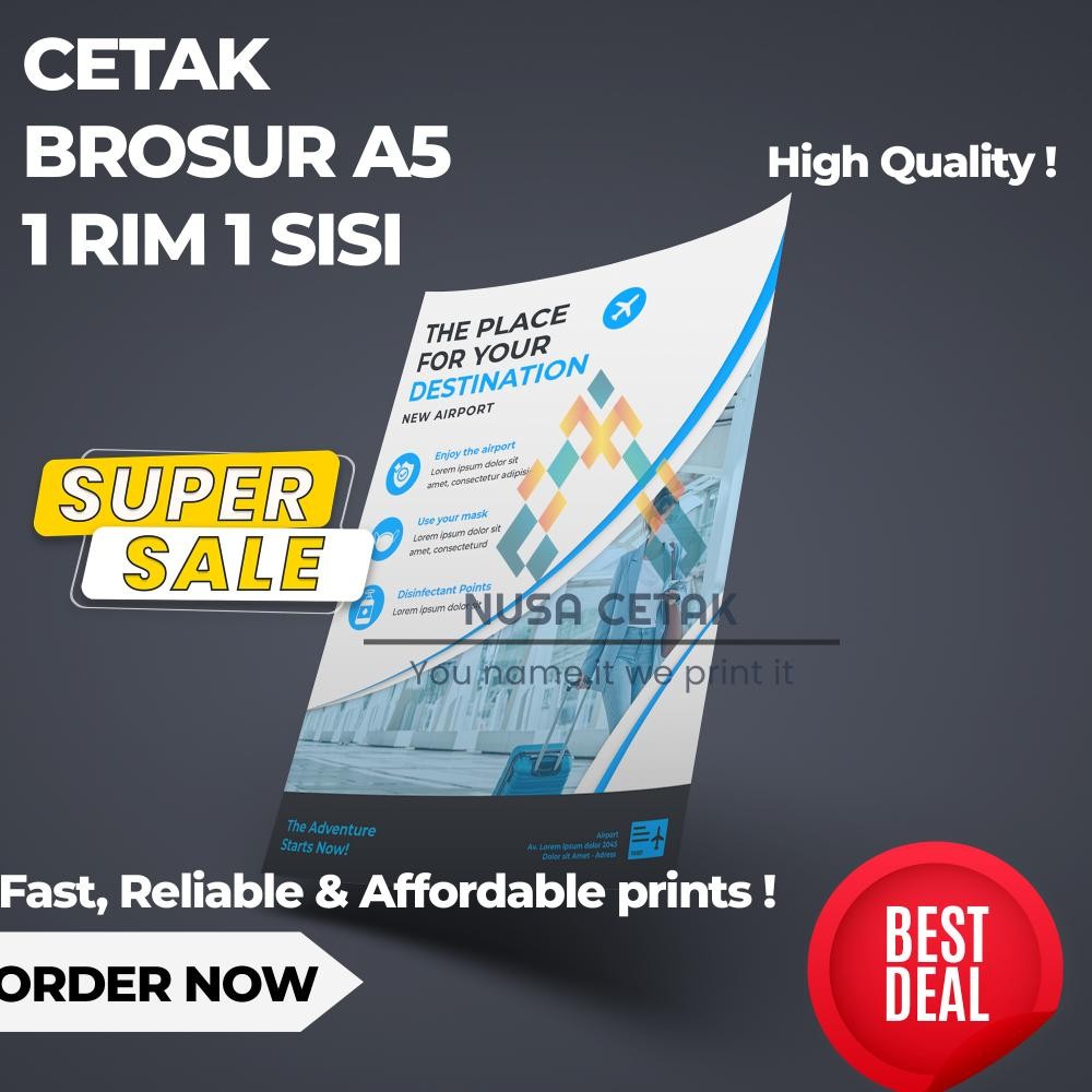 

Cetak Brosur/Flyer Murah A5 - 1 SISI (500 Lembar/1 RIM) | PO 2 HARI Nugi