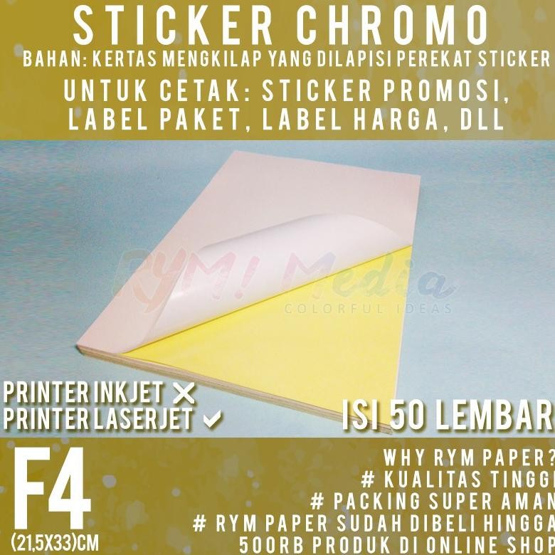 

Sticker Chromo F4 Isi 50 Lembar / Kertas Stiker Glossy Mengkilap Folio Nugi