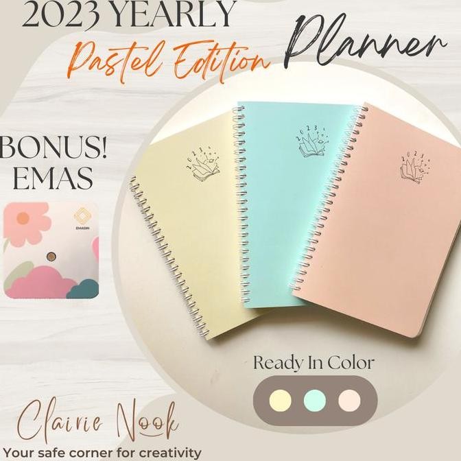 

Tersedia Clairie Nook Yearly Planner 2023 Pastel - Jurnal Harian / Journal Diary Planner