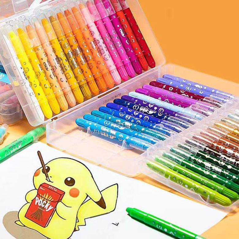 

Grosiran Crayon putar Grasp mata Seri Lengkap tidak kotor ditangan 12/24/36/48 Warna Water Soluable Nugi