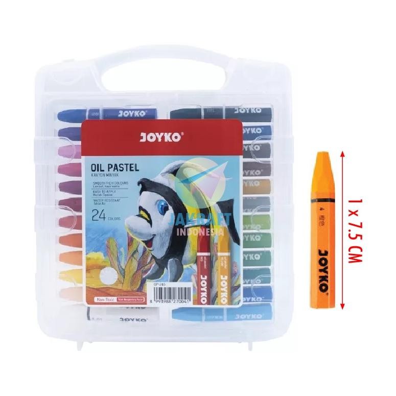 

(24 Pcs) Krayon 24 Warna JOYKO OP-24S Oil Pastels Crayon Aman Murah Anti Air Hard Case Nugi