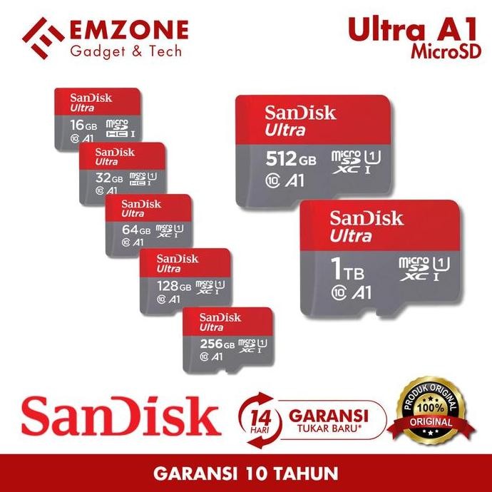 Tersedia Sandisk MicroSD Ultra Memory Card 16GB-1TB Untuk HP Kamera Tablet