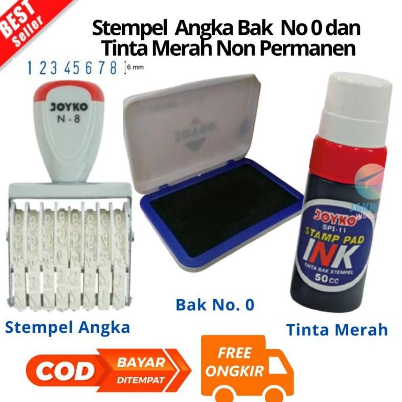 

[N8] BAYAR DI TEMPAT Paket Stempel 8 Angka N8 Bak Stempel dan Tinta Non Permanen Nomor Number Stamp N-8 JOYKO Artline Pyramid - N-8/PCS untuk kertas Nugi