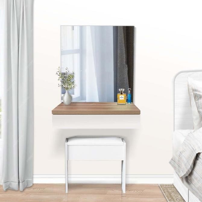 Meja Rias Gantung Dressing Table Kayu Modern Minimalis Putih - Perth HS