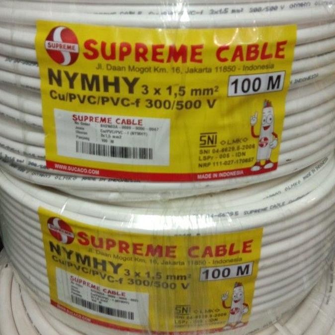 Supreme Kabel Serabut Nymhy 3X1.5Mm 100M New Stok
