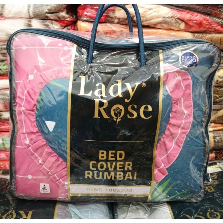 Bedcover Lady Rose Ladyrose King Rumbai Ukuran 180x200 cm 3D 3in1 Disperse Kualitas Premium AST Nugi