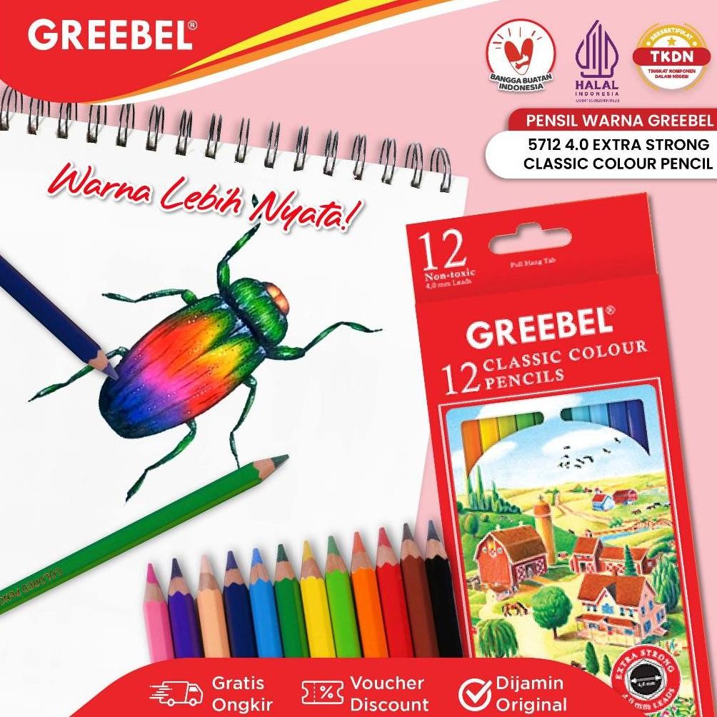 

GREEBEL Pensil Warna 12 Warna / Exta Strong 12 Warna (5712) Nugi