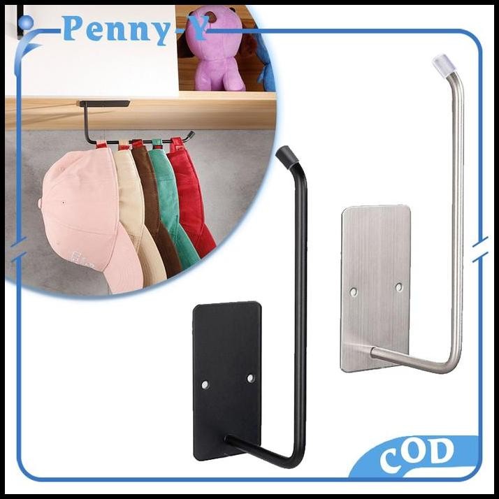 Cantolan Topi Dinding Stainless Gantungan Topi Dinding Tempel Display Rak Topi Dinding Rak Gantung T