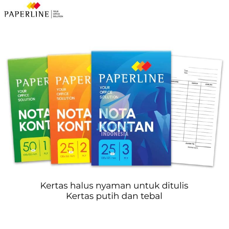 

(10 Pcs) GROSIR Buku Nota Kontan Kecil A6 PAPERLINE 1 Ply PPL-NK-K1-TK / 2 Ply PPL-NK-K2-NCR-TK / 3 Ply PPL-NK-K3-NCR-TK Small Cash Note HVS Putih Kertas Karbon Copy Merah Kuning Murah Terbaik | PACK Nugi