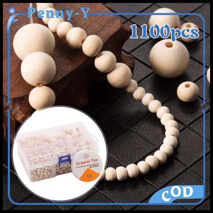 1set Bola Kayu Manik Kayu Natural Manik Manik Kayu Manik Kayu Bulat