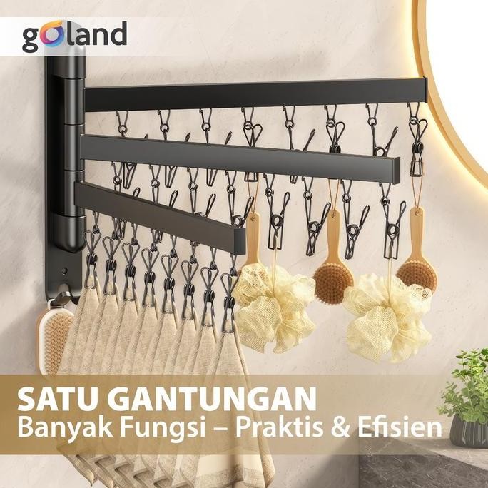 Goland Jemuran Baju Tempel Dinding Rak Jemuran Pakaian Lipat Rak Jemuran Tembok Jemuran Baju