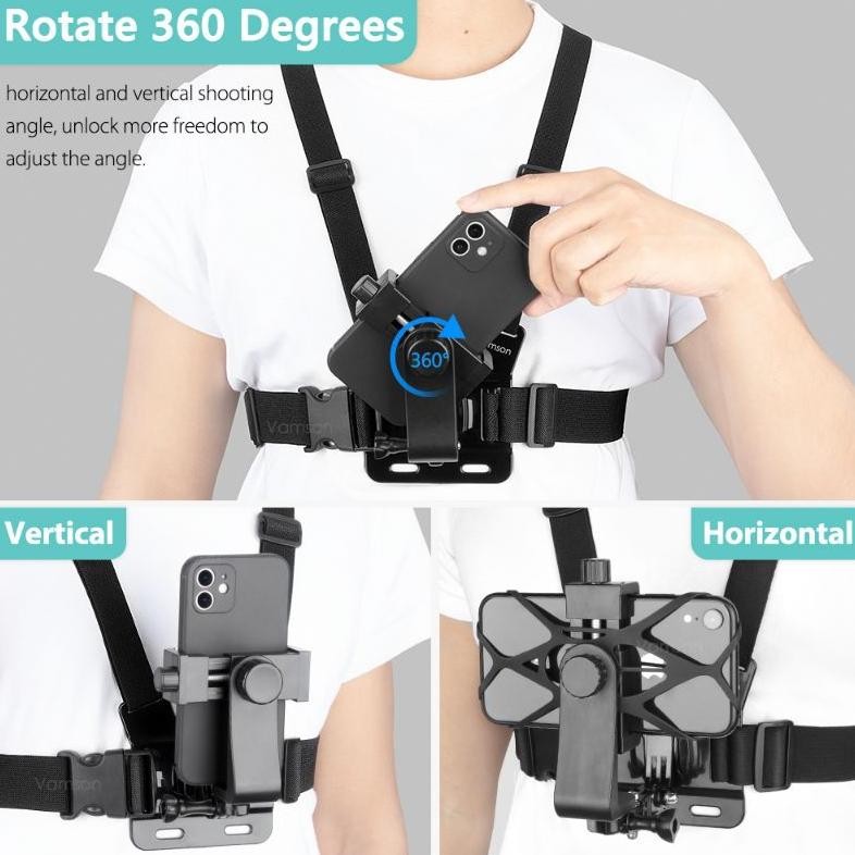 Chest Strap Harness Belt Adjustable for GoPro and Smartphone Holder HP Dada Stabilizer Tongsis Moto 