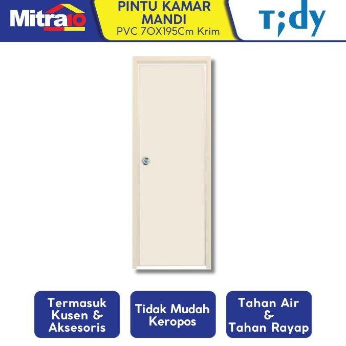 Tidy Pintu Kamar Mandi Pvc Bukaan Kiri/ Kanan 70X195 Cm Premium Cream