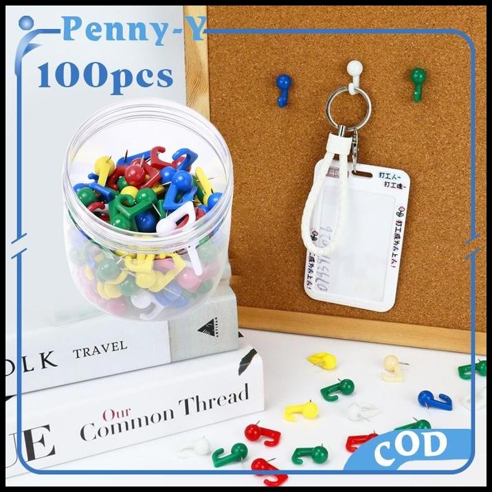 

100pcs Push Pin Hook Paku Tekan Set Warna Pushpin Serbaguna Push Pins