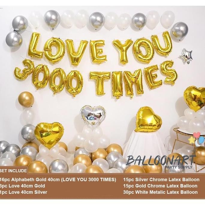 TERBARU - ANNIVERSARY 3000 DEKORASI SET/BALON FOIL ANNIVERSARY/DEKORASI ROMANTIS