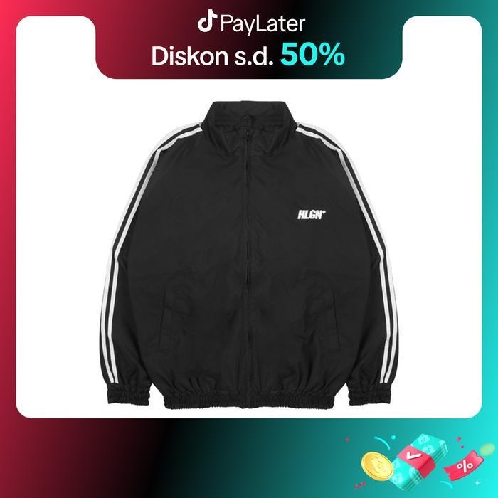 SO Hooligans Jacket Tracktop Linea Lyte 22.1 Black  Jaket Polyester  Zipper  Basic Casual  Hitam Pri