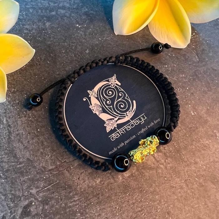 Tgs Gelang Xuping Naga Emas Dengan Batu Onyx Hitam