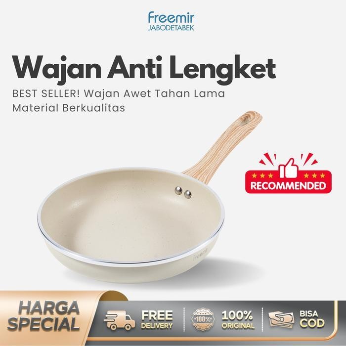 KS [MEGA SALE] freemir 24 cm Teflon Penggorengan Grill Pan Wajan Anti Lengket Batu Granit Wajan Peng