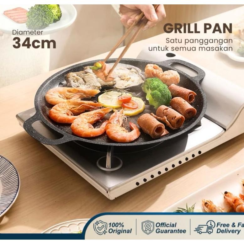 Bisa Cod Alat Panggangan Bbq Grill Pan Korean Wajan Premium Pemanggang Anti Lengket Ketalat Panggang