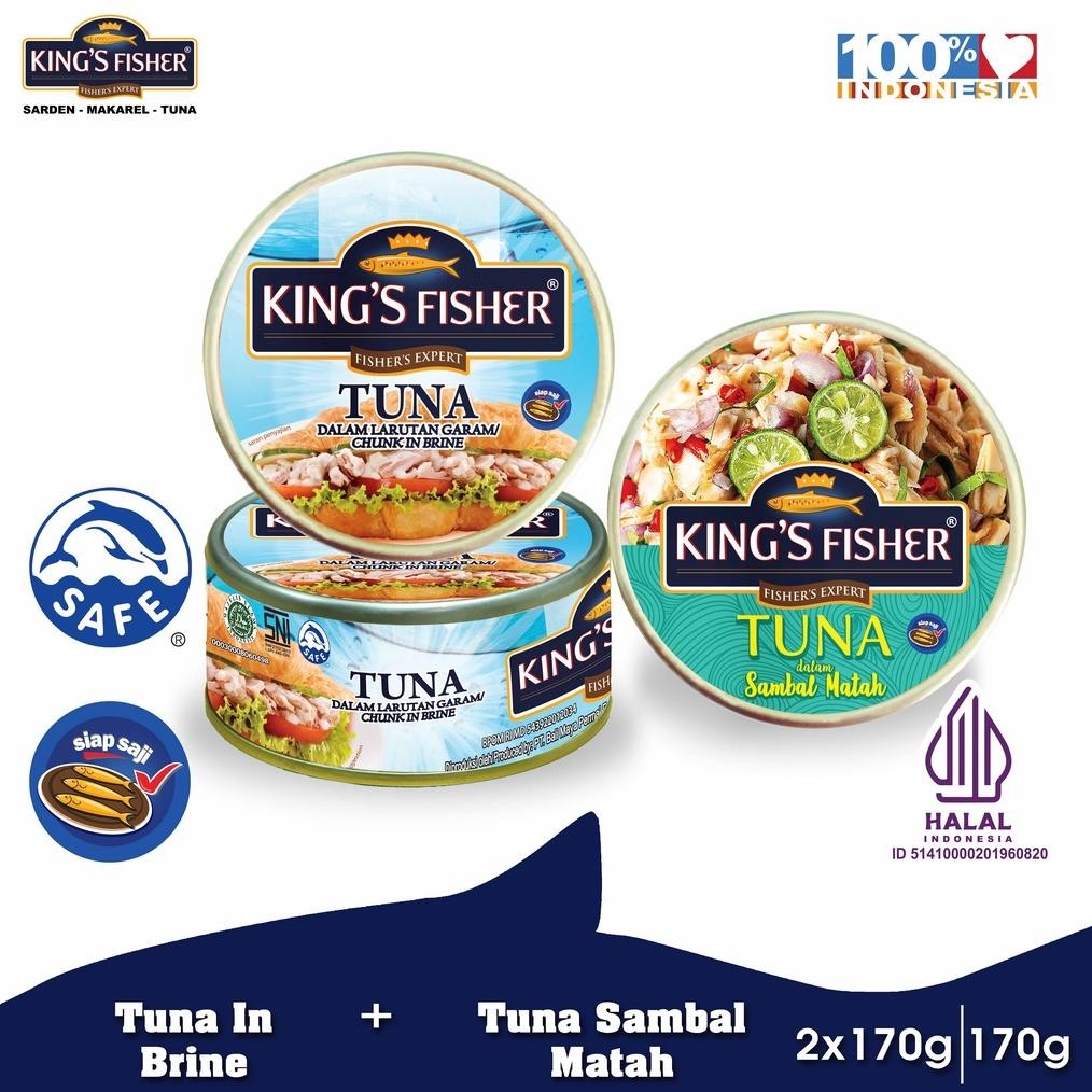 

NO_MORE Paket 3 pcs King's Fisher Tuna dalam Air Garam Tuna in Brine dan Tuna Matah Daging Tuna Makanan Kaleng 170g