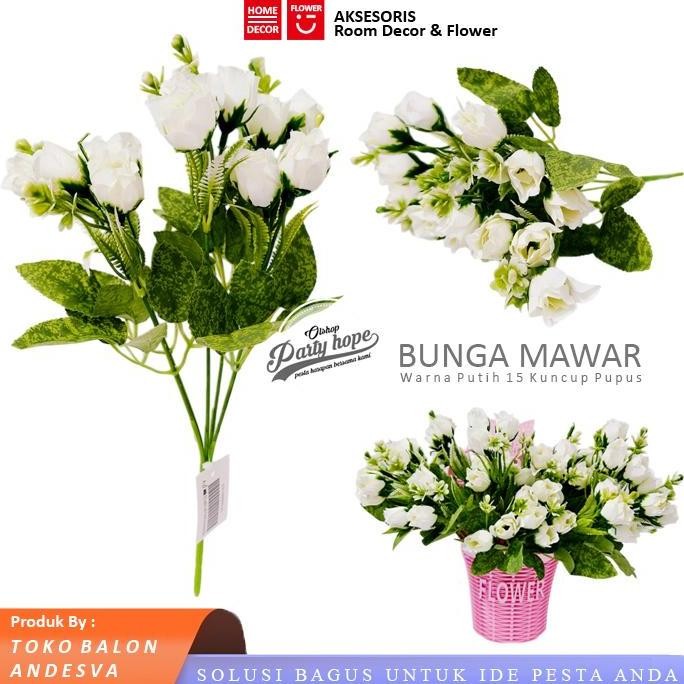 >>>>>] Bunga Artificial Mawar Pupus / Bunga Plastik Tanaman Artificial Buket Bunga Mawar 15 pupus pu