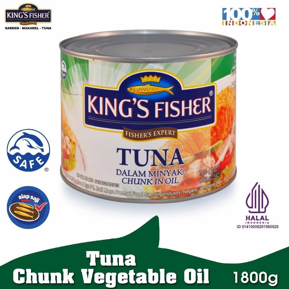 

NO_MORE King's Fisher Tuna Minyak Nabati Tuna in Oil Daging Tuna Makanan Kaleng 1800 gr