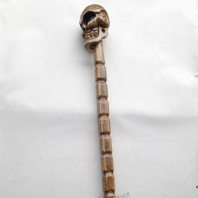 

&<&<&<&] Kerajinan tongkat kayu 110cm ukiran tengkorak skull Bali