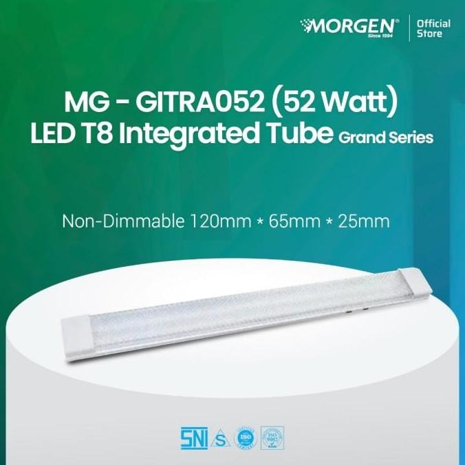 Lampu Tl Set Kap Plafon Led T8 52 Watt 120Cm Morgen Grand Led T8 Integrated Tube Mggitra052 Prismati