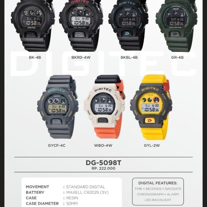 Jam Tangan Digitec Pria DG5098T Hitam Digital Original dg5098 Berkualitas