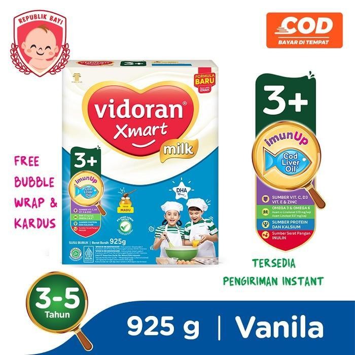 

Bis Vidoran Xmart 3+ Vanila Vanilla 925Gr Susu Formula Murah Free Dus Bubble