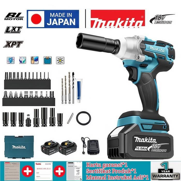 MPS Makita DTW285 18V Kunci pas dampak nirkabel, daya tinggi baterai lithium, buku petunjuk original