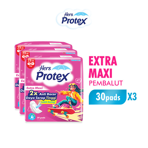 Hers Protex Softcare Pembalut Wanita Maxi Bag Isi 30 Pcs x3