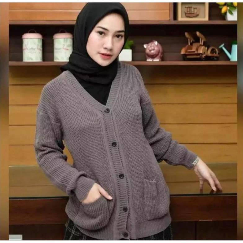 Cardigan Rajut Marissa Kancing 5 / Kardigan Marissa Salur Outer Crop Wanita Premium Tebal / Cardigan
