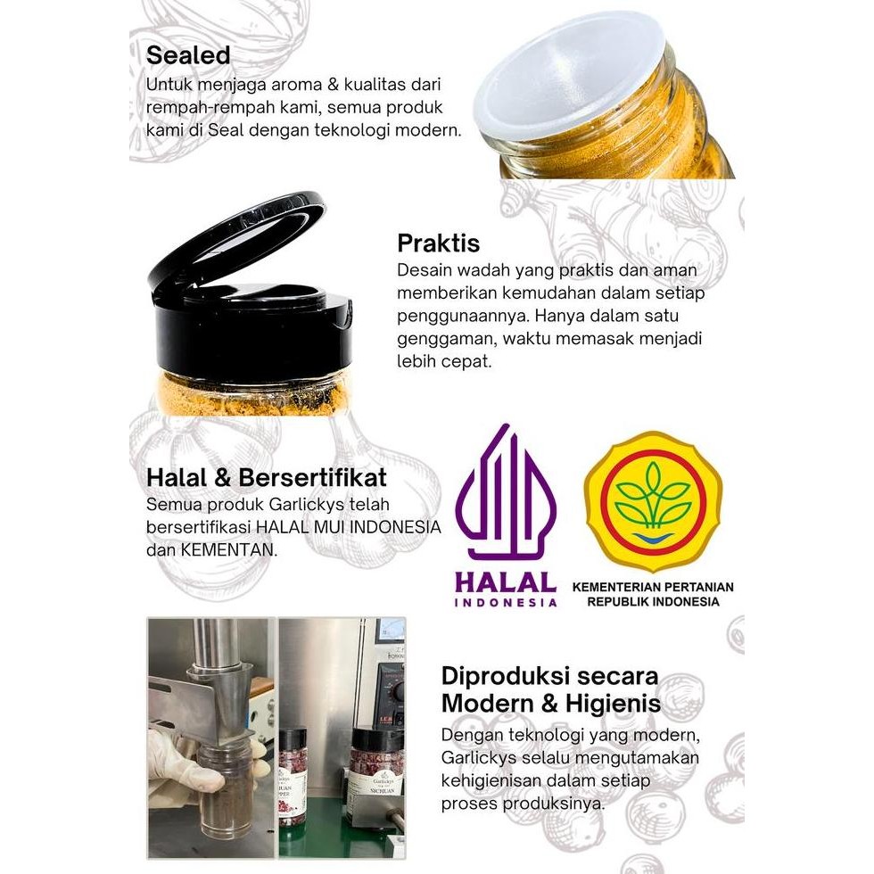 

Diskon! Garlickys Paket Bumbu Dapur Steak Cajun Blackpepper & Rosemary Halal