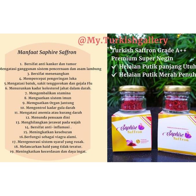 

Diskon! Saffron Super Negin Grade A++ - Saphire Saffron Iran Premium