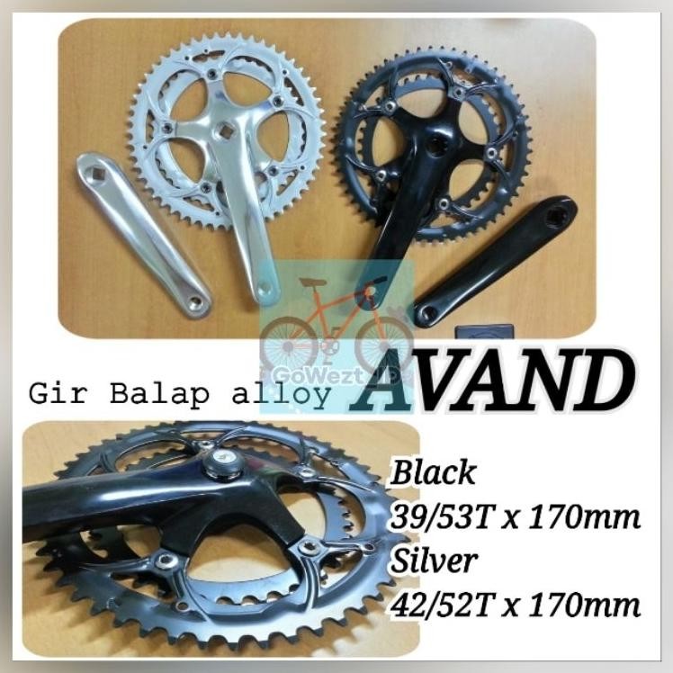 Gear Gir Crank Set Sepeda Balap 2 Speed Susun Avand Alloy 52T 53T As Kotak Hitam Sier Hh Quality