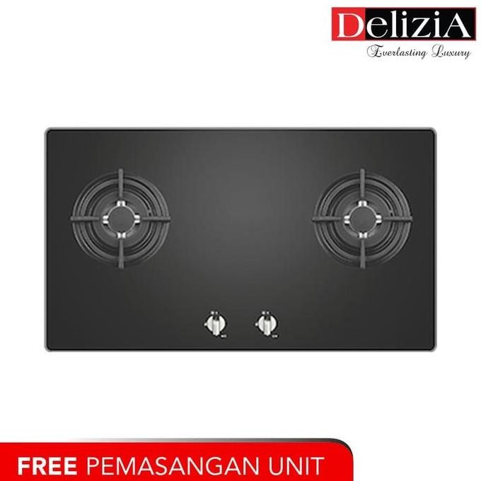 DELIZIA Kompor Tanam 80 Cm DHG820STTG(B), 2 Pembakar Gas
