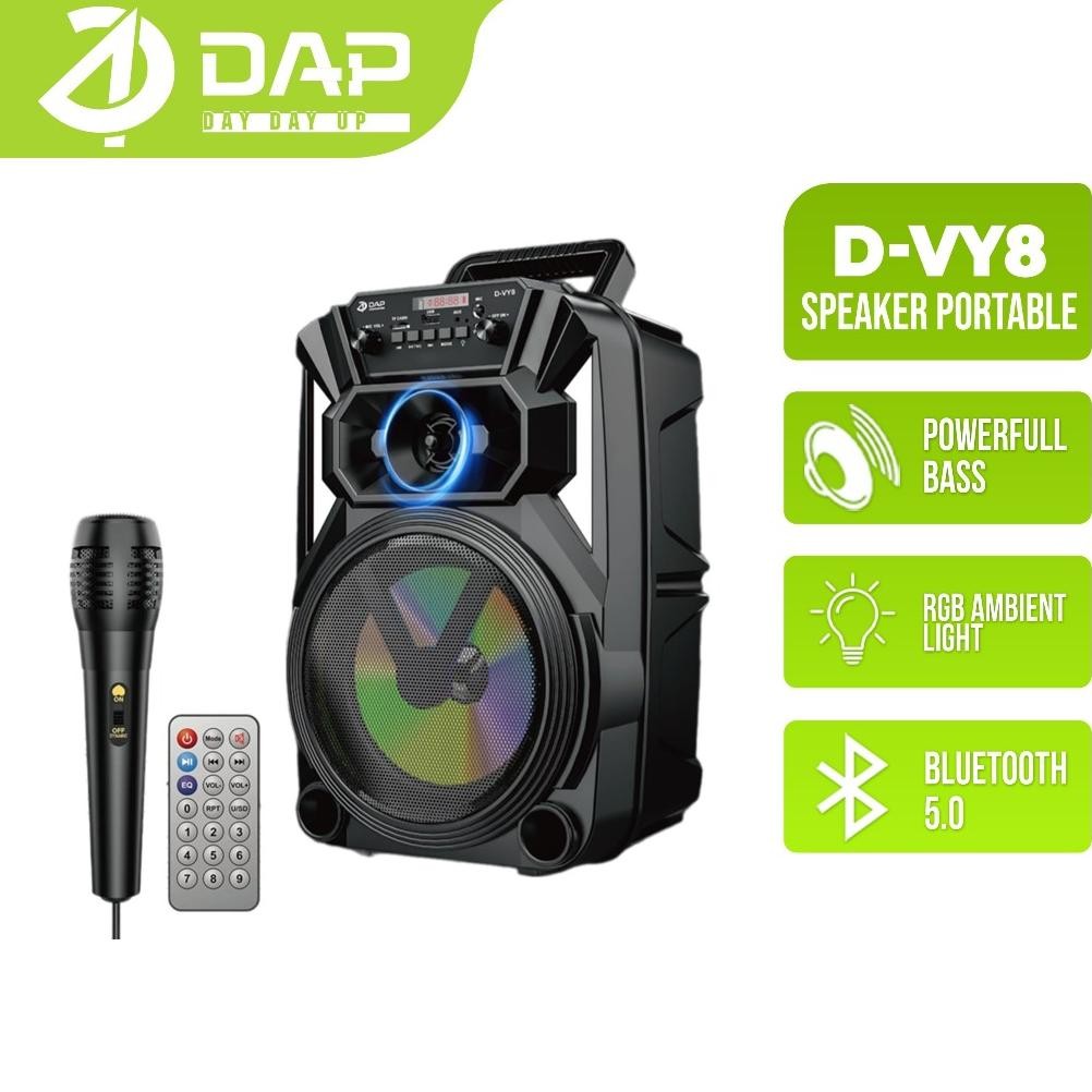 Speaker Bluetooth Karaoke 8 Inchi Free Mic Super Bass Speaker Aktif Wireless // D-VY8 aSt