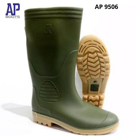 DR242>> AP Boots 9506 Hijau Size 37-43 Original Sepatu Boots Pria Sepatu AP Boots Bahan Karet AP Boo