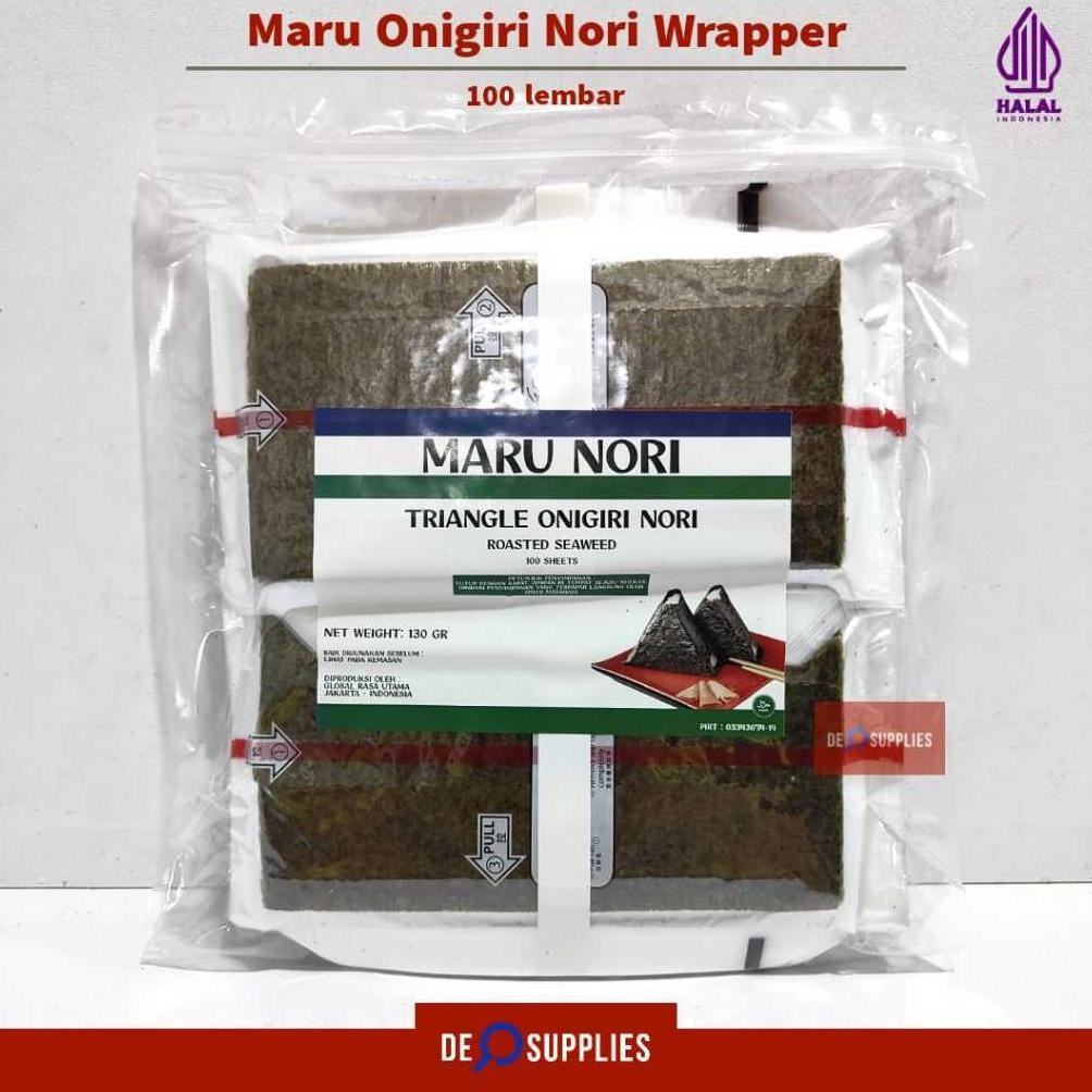 

Maru Nori Onigiri Wrapper 100 Lembar - Triangle Sushi Nori Wrap Sheets Seaweed Premium 100s aSt