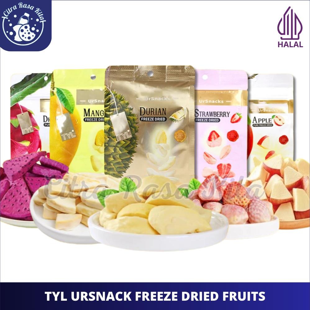 

TYL Ursnack Freeze Dried Fruits Snack Durian Vacum / Freeze Dried Strawbery Mango Apel Dragon Fruit aSt