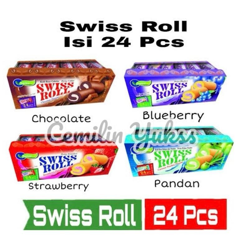 

Swizzlef Swiss Roll isi 24 Bolu Swiss Roll Rasa Blueberry Coconut Strawbery Coklat Swiss Roll Cake aSt