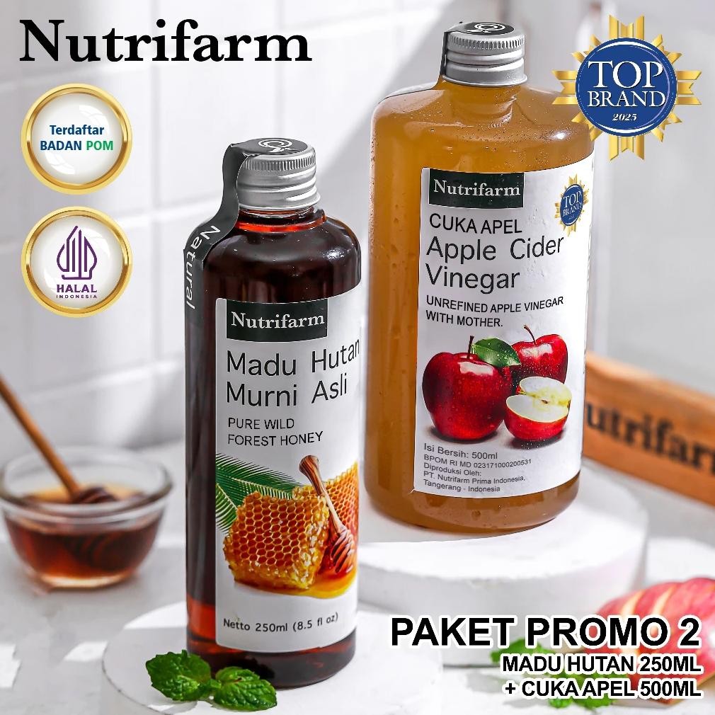 

Paket Cuka Apel 500ml Dan Madu Hutan 250ml/Cuka Madu Original Organik aSt