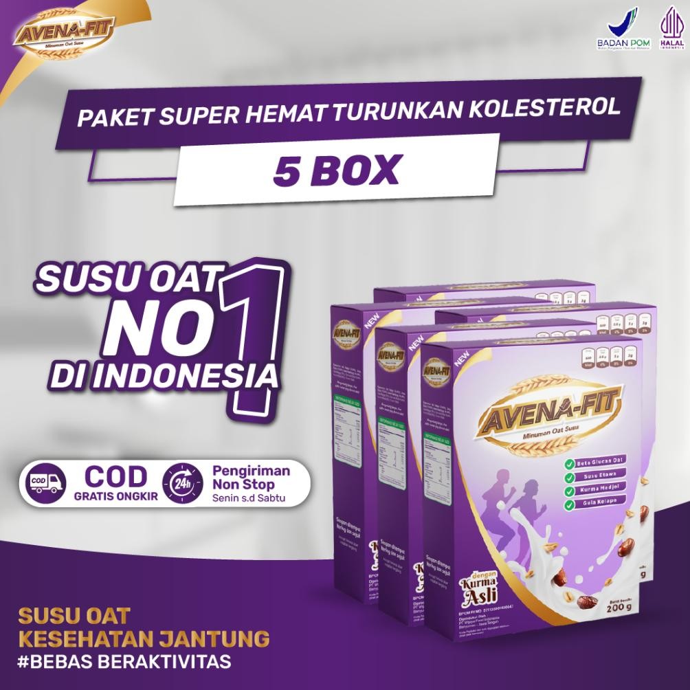 

Avenafit Paket 5 Box Solusi Lebih Hemat Turunkan Kolesterol Tinggi Menjaga Kesehatan Jantung dan Pencernaan aSt