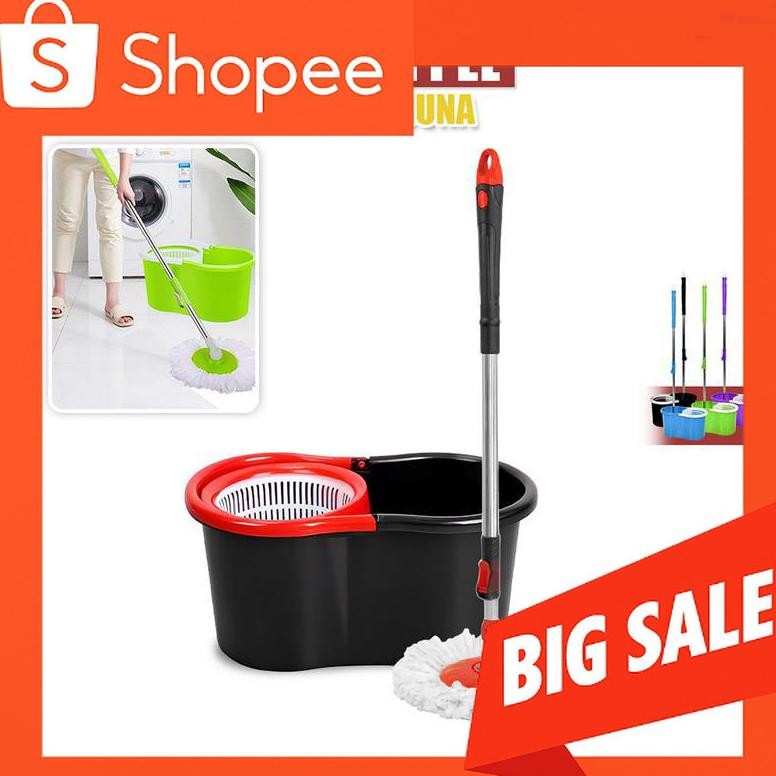 Alat Pel Lantai Besar Super Mop stainless Otomatis Spin Mop Magic dan Ember Pembersih Lantai Terbaru