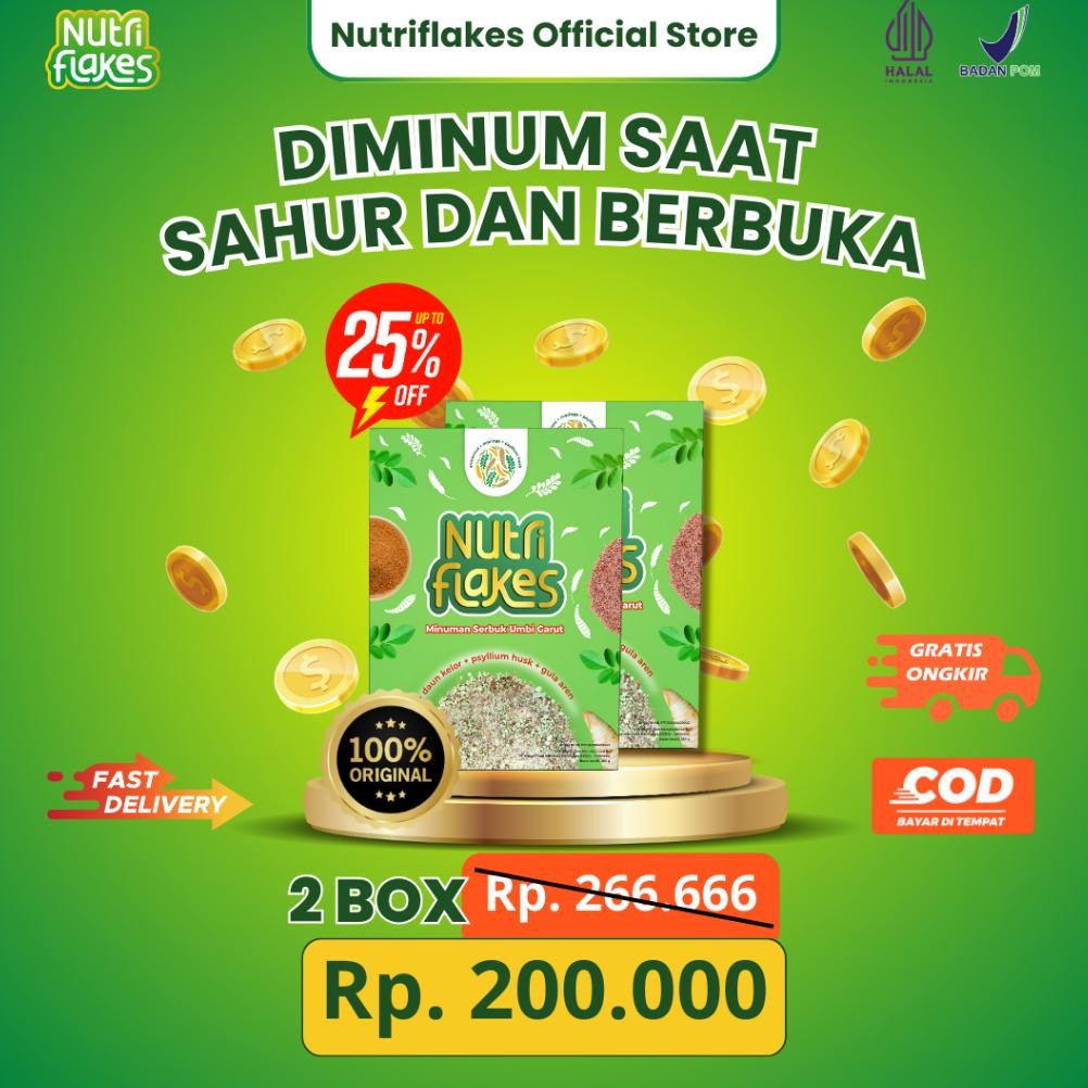 

6.6 Nutriflakes Sereal Umbi Garut - Ampuh Mengatasi Asam Lambung Gerd, Maag 2 Box aSt
