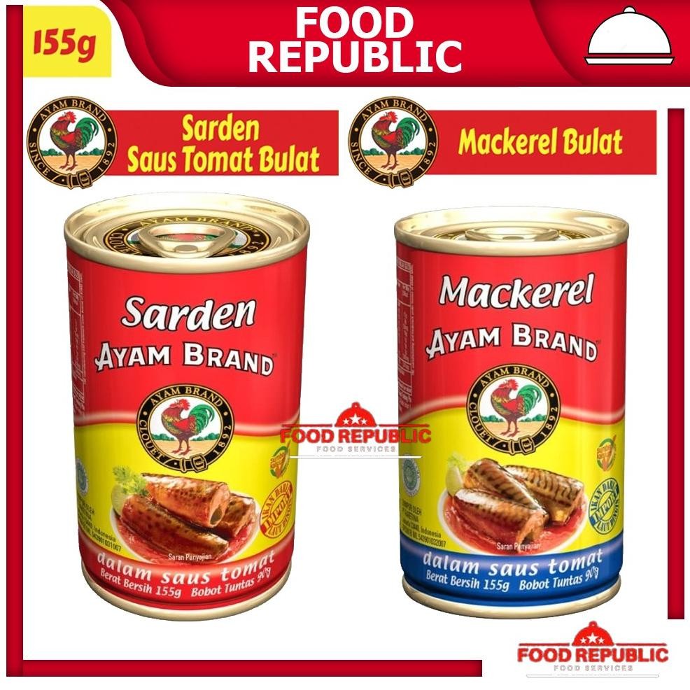 

AYAM BRAND 155 GR IKAN SARDINES / MACKEREL KALENG SARDEN FISH TOMAT aSt