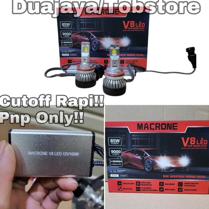 Grosir Lampu Mobil - Turbo Led Macrone V8 Single H11 H8 H16 6000K Putih Macrone